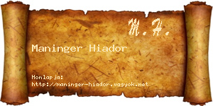 Maninger Hiador névjegykártya